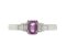 Art deco emerald cut purple sapphire and baguette diamond ring top view