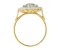 Classic oval Aquamarine and Diamond halo cluster ring side view