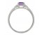 Art deco emerald cut purple sapphire and baguette diamond ring side view