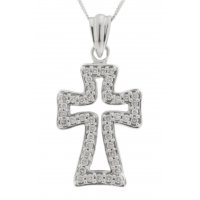 Contemporary round brilliant cut diamond set modern cross