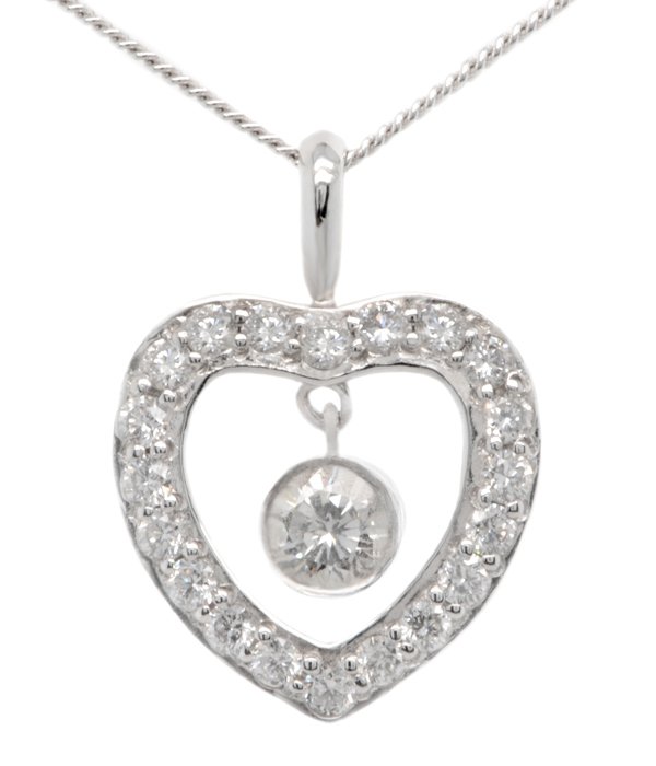 Heart shaped round brilliant cut diamond solitaire pendant main picture