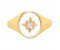 Oval white enamel and diamond star set signet ring top view