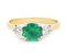 Olivia round cut emerald and round brilliant cut diamond trilogy ring 1.05ct top view