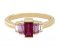 Art Deco style baguette cut Ruby pink Sapphire and Diamond bar set ring top view