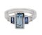 Art deco style baguette cut Aqua blue sapphire and diamond ring top view