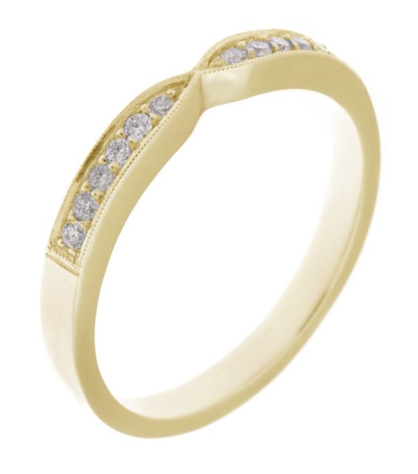 BOW SHAPED ROUND DIAMOND ETERNITY WEDDING RING yellow