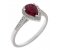Classic claw set pear shape Ruby with round diamond halo cluster ring main image
