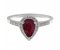 Classic claw set pear shape Ruby with round diamond halo cluster ring top view