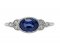 Vintage style oval blue sapphire and round diamond cluster ring top view