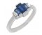 Art Deco style baguette cut blue Sapphire and Diamond bar set ring main image
