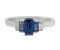 Art Deco style baguette cut blue Sapphire and Diamond bar set ring top view