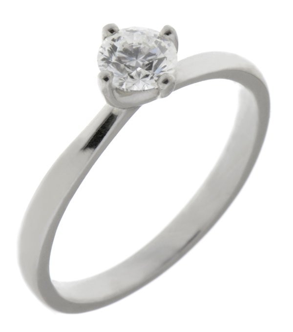 Classic twist style round brilliant cut diamond solitaire engagement ring