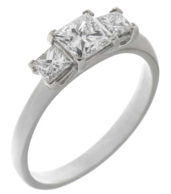 Classic princess cut diamond trilogy ring