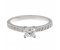 Kiss style princess cut diamond solitaire engagement ring with grain set diamond shoulders