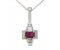 Art deco emerald cut ruby and baguette diamond pendant